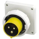 MENNEKES Industrial Power Connector IP67 Yellow Panel Mount 3P Straight 16A 110V 