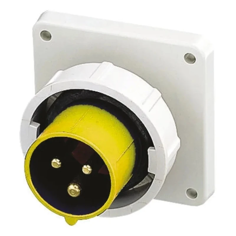 MENNEKES Industrial Power Connector IP67 Yellow Panel Mount 3P Straight 16A 110V 