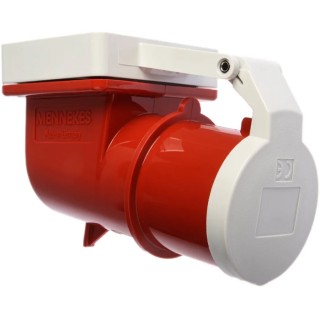 MENNEKES Industrial Power Connector Panel Mount 3P+N+PE 32A 400V Right Angle IP44 Red 