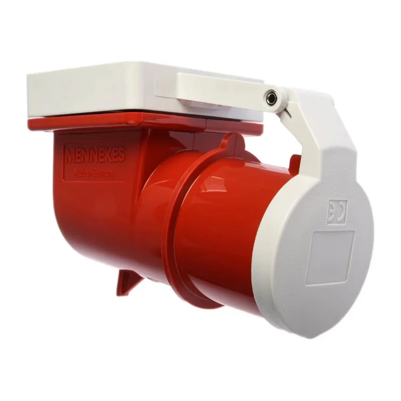 MENNEKES Industrial Power Connector Panel Mount 3P+N+PE 32A 400V Right Angle IP44 Red 