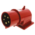 MENNEKES Industrial Power Connector Panel Mount 3P+N+PE 32A 400V Right Angle IP44 Red 
