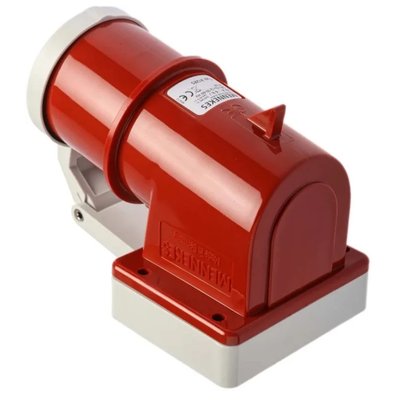 MENNEKES Industrial Power Connector Panel Mount 3P+N+PE 32A 400V Right Angle IP44 Red 