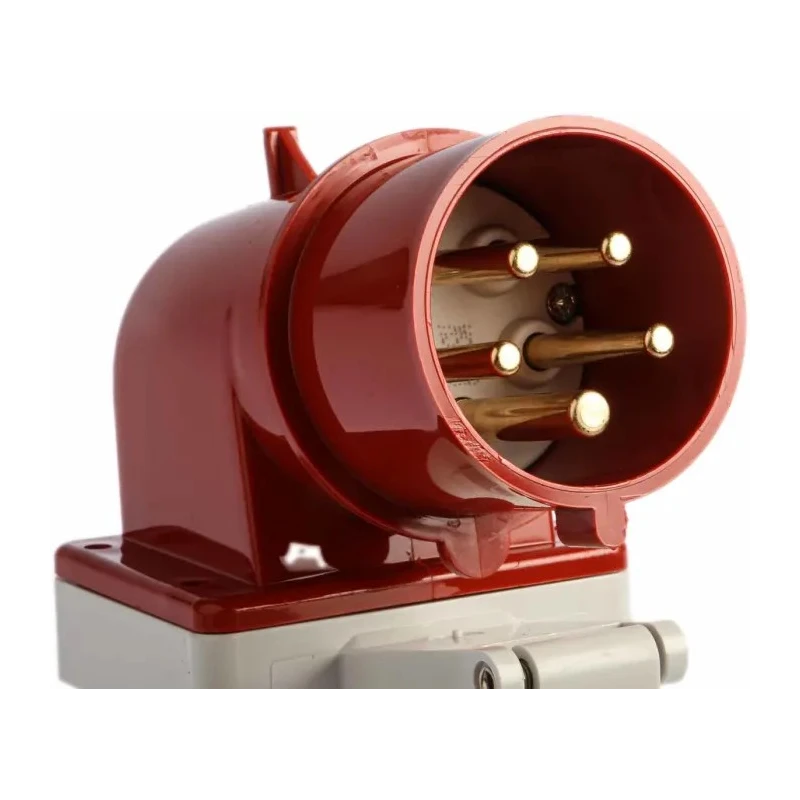 MENNEKES Industrial Power Connector Panel Mount 3P+N+PE 32A 400V Right Angle IP44 Red 