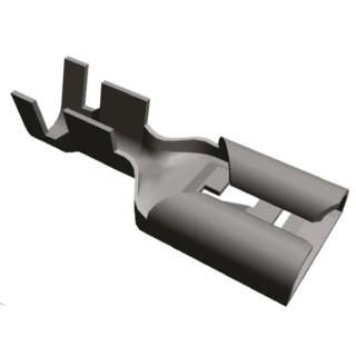 TE Connectivity FASTIN-FASTON .375 Black Uninsulated Female Spade Connector, Crimp, 9.53 x 1.22 mm Tab Size 12 AWG 280756-2