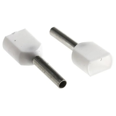TE Connectivity Insulated Crimp Bootlace Ferrule 8 mm Pin Length 1.4 mm Pin Diameter White to 20 AWG Wire Size 966144-1