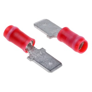 RS PRO TE Connectivity PIDG FASTON .250 Red Insulated Male Spade Connector, Crimp, 6.35 x 0.81 mm Tab Size 66023-2