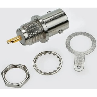 TE Connectivity Greenpar Series Coaxial Connector Panel Mount Female BNC, 50 Ω, Straight Body Solder 1-1337448-0
