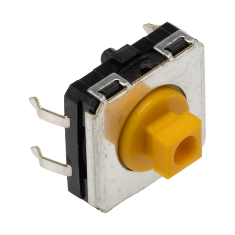 Omron IP67 Yellow Tactile Switch Plunger 3.75 mm SPST 50mA 24V DC Through Hole B3W-4055