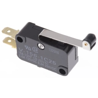 Omron Roller Lever Micro Switch, Tab Terminal, 15A, 250 V AC, SPDT, IP40 V-156-1C25