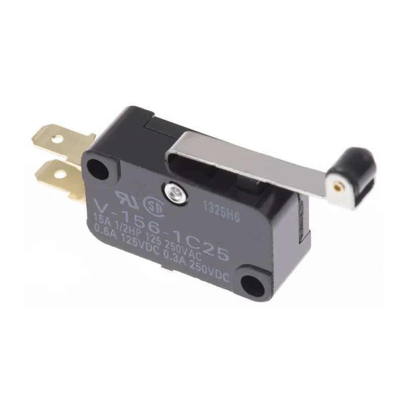 Omron Roller Lever Micro Switch, Tab Terminal, 15A, 250 V AC, SPDT, IP40 V-156-1C25