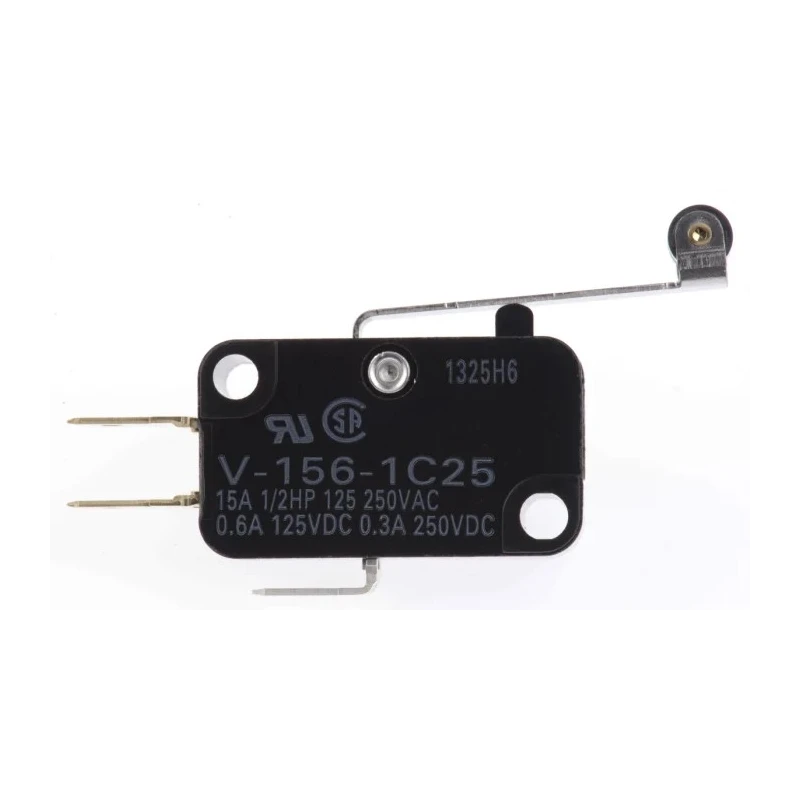 Omron Roller Lever Micro Switch, Tab Terminal, 15A, 250 V AC, SPDT, IP40 V-156-1C25