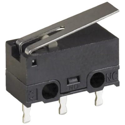 Omron Ultra Subminiature Hinge Lever Micro Switch with PCB Terminal, SPDT, 100mA, 30V dc, IP40 D2F-01L-T