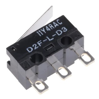 Omron Ultra Subminiature Hinge Lever Micro Switch, Solder Terminal, 3A Contact Current, 30 V dc, SPDT, IP40 D2F-L-D3