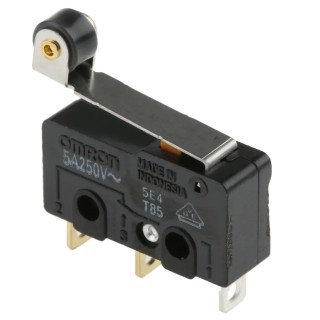 Omron Hinge Roller Lever Subminiature Micro Switch, Solder Terminal, 5A Current, 250V AC, 30V DC, SPDT, IP40 SS-5GL2