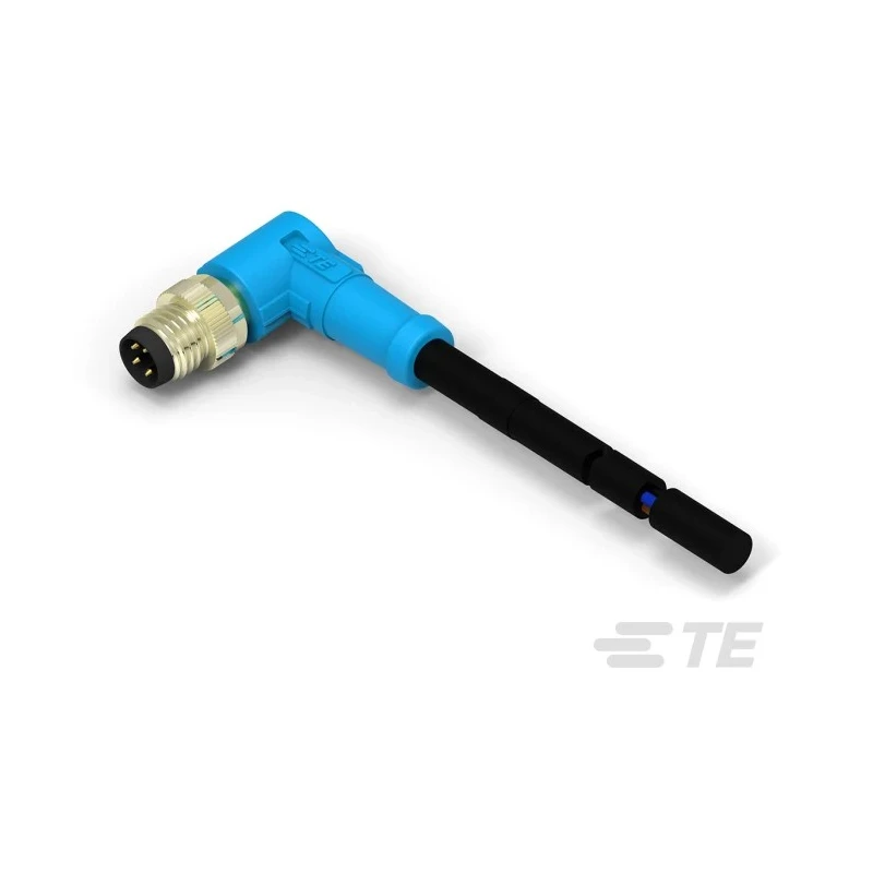 TE Connectivity Sensor Actuator Cable Male 4 Way M8 Right Angle to 4 Way Unterminated Polyvinyl Chloride T4061210004-002