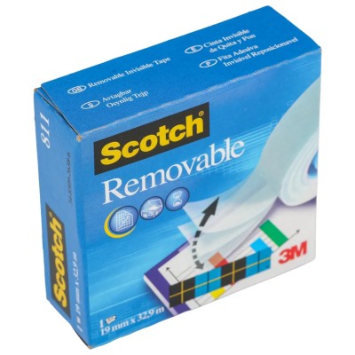 3M Clear Scotch No. 811 Removable Magic Office Tape 19mm x 33m 811 19MM X 33M