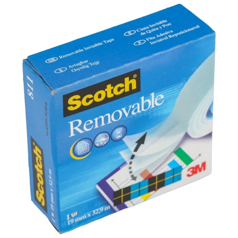 3M Clear Scotch No. 811 Removable Magic Office Tape 19mm x 33m 811 19MM X 33M