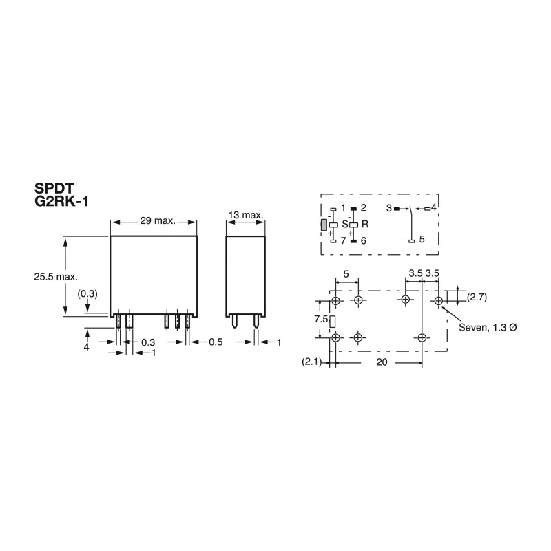 Omron PCB Power Relay 12V DC Coil, 5A Switching Current, SPDT Contact Configuration G2RK-1 DC12