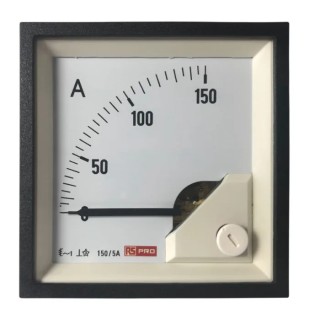 RS PRO Analogue Panel Ammeter 100 A AC, 68 mm x 68 mm, 1% Moving Iron 186-2436