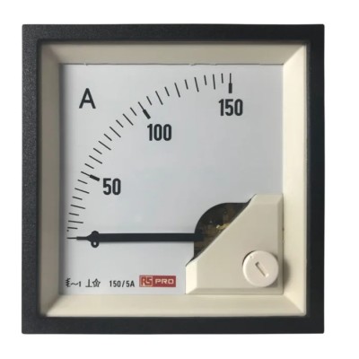 RS PRO Analogue Panel Ammeter 100 A AC, 68 mm x 68 mm, 1% Moving Iron 186-2436