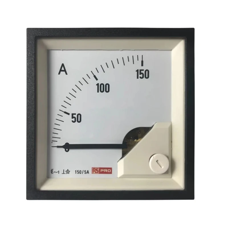 RS PRO Analogue Panel Ammeter 100 A AC, 68 mm x 68 mm, 1% Moving Iron 186-2436