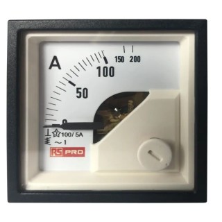 RS PRO Analogue Panel Ammeter 100 A AC, Moving Iron, 45 mm x 45 mm Cutout, 1% Accuracy 186-2420