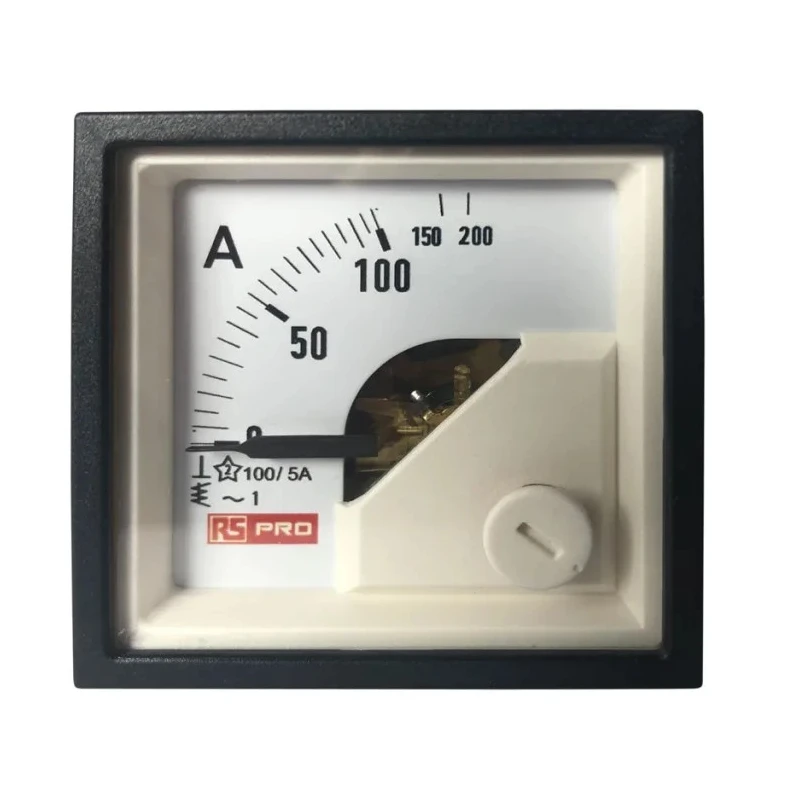 RS PRO Analogue Panel Ammeter 100 A AC, Moving Iron, 45 mm x 45 mm Cutout, 1% Accuracy 186-2420