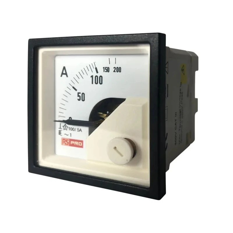 RS PRO Analogue Panel Ammeter 100 A AC, Moving Iron, 45 mm x 45 mm Cutout, 1% Accuracy 186-2420
