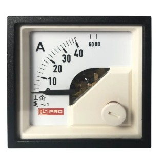 RS PRO Analogue Panel Ammeter 100 A AC, 45 mm x 45 mm, 1% Accuracy Moving Iron 186-2428