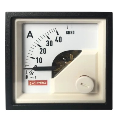 RS PRO Analogue Panel Ammeter 100 A AC, 45 mm x 45 mm, 1% Accuracy Moving Iron 186-2428