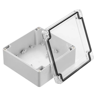 RS PRO Grey Polycarbonate, ABS Hermetically Sealed Enclosure IP67 IK07 60.1 mm Height, 134.8 mm Width, 134.8 mm 186-2283