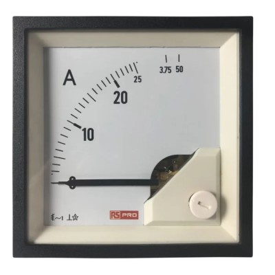 RS PRO Analogue Panel Ammeter 100 A AC, 68 mm x 68 mm, 1 % Moving Iron 186-2451