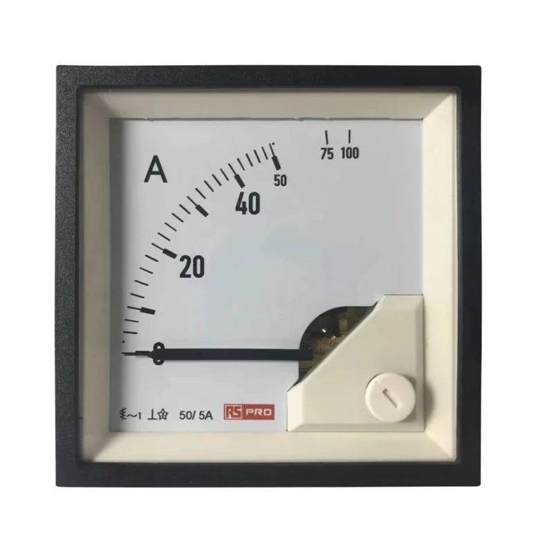 RS PRO Analogue Panel Ammeter AC Moving Iron, 68 mm x 68 mm, 1% Accuracy 186-2443