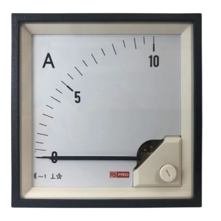 RS PRO Analogue Panel Ammeter 10 A AC Moving Iron Meter with 92 mm x 92 mm Cutout 1 % Accuracy 186-2459