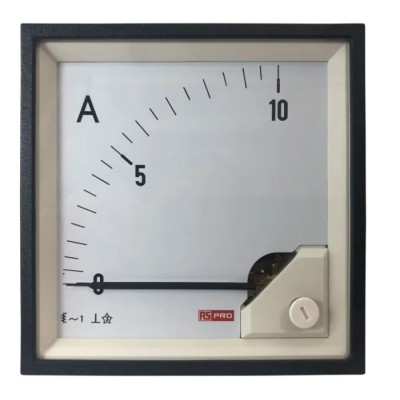 RS PRO Analogue Panel Ammeter 10 A AC Moving Iron Meter with 92 mm x 92 mm Cutout 1 % Accuracy 186-2459