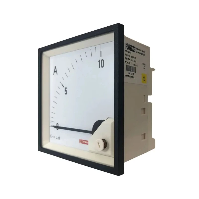 RS PRO Analogue Panel Ammeter 10 A AC Moving Iron Meter with 92 mm x 92 mm Cutout 1 % Accuracy 186-2459