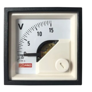RS PRO Analogue DC Voltmeter 15mV to 600V Range, 45x45 mm Cutout 54 mm Depth 186-2482