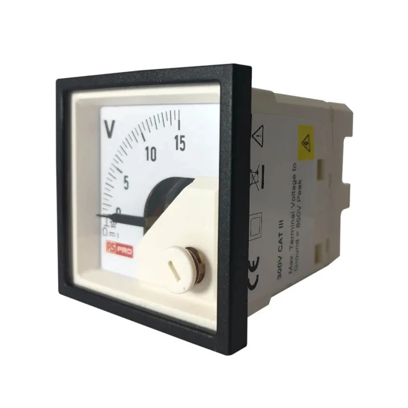 RS PRO Analogue DC Voltmeter 15mV to 600V Range, 45x45 mm Cutout 54 mm Depth 186-2482