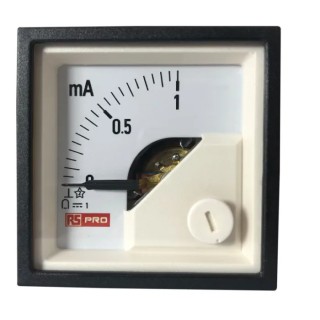 RS PRO Analogue Panel Ammeter DC 100 A, 45 mm x 45 mm, 1% Accuracy, Moving Coil 186-2474