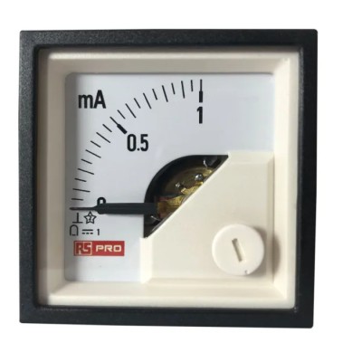 RS PRO Analogue Panel Ammeter DC 100 A, 45 mm x 45 mm, 1% Accuracy, Moving Coil 186-2474