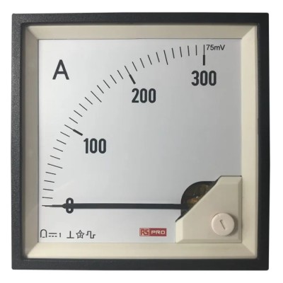 RS PRO Analogue Panel Ammeter 100 A DC, 92 mm x 92 mm Cutout, 1% Meter Accuracy 186-2506