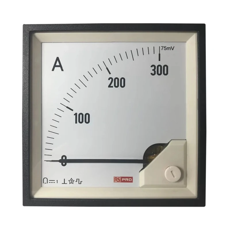 RS PRO Analogue Panel Ammeter 100 A DC, 92 mm x 92 mm Cutout, 1% Meter Accuracy 186-2506