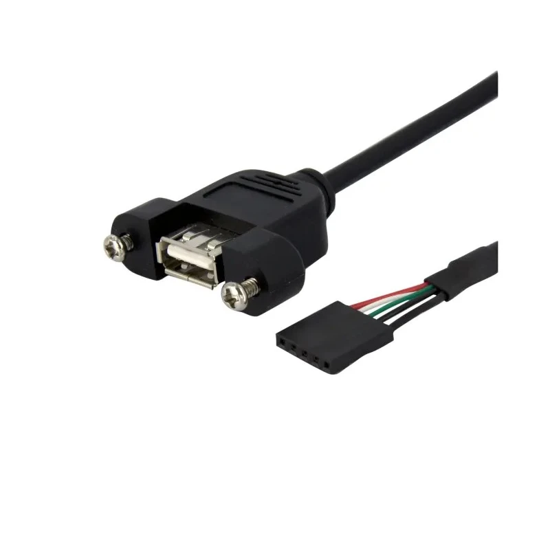 StarTech.com USB 2.0 Female 5-Pin Crimp Socket to Female USB Type A Cable Black 300mm USBPNLAFHD1