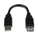 StarTech.com USB 2.0 Male USB Type A to Female USB Type A Cable Black 150mm USBEXTAA6IN