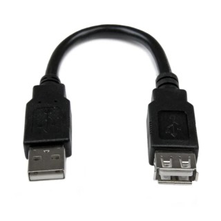 StarTech.com USB 2.0 Male USB Type A to Female USB Type A Cable Black 150mm USBEXTAA6IN