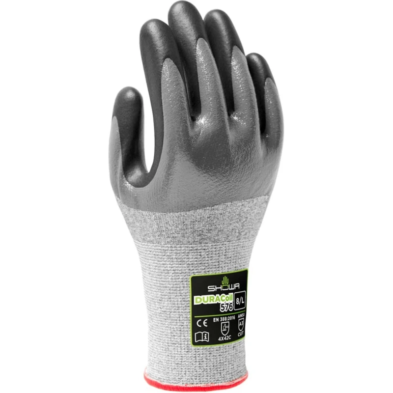 Showa Grey HPPE Polyester Work Gloves Size 9 Nitrile Foam Coating DURACOIL SHO576