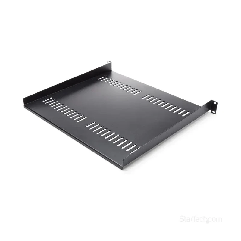 StarTech.com Black Steel Rack Shelf 1 U, Ventilated, 20kg Load Capacity, 441mm x 401mm CABSHELF116V