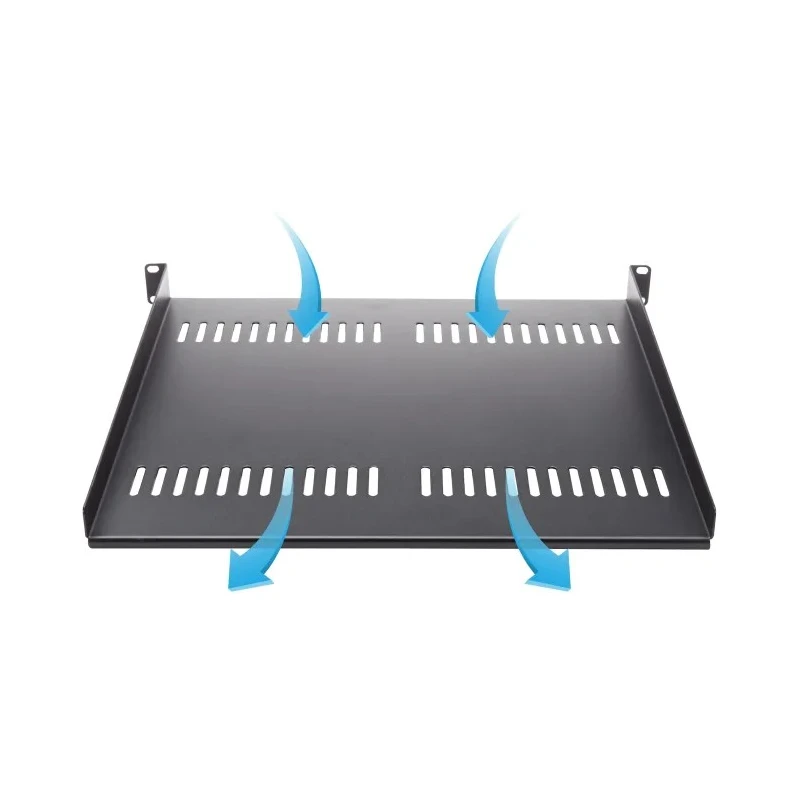 StarTech.com Black Steel Rack Shelf 1 U, Ventilated, 20kg Load Capacity, 441mm x 401mm CABSHELF116V
