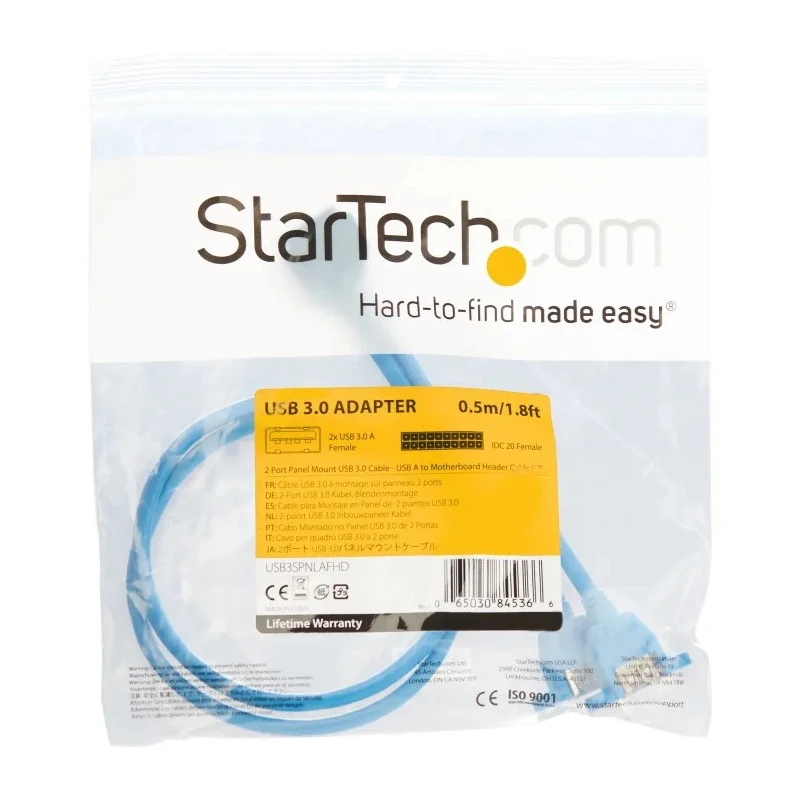 StarTech.com USB 3.0 Female USB Type A to Female IDC Cable, Blue Jacket, 500 mm USB3SPNLAFHD