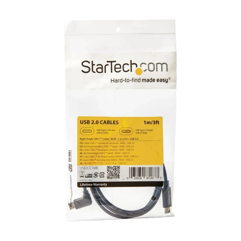 StarTech.com USB 2.0 Male USB Type C to Male USB Type C Cable, 1 m, Black, Polyvinyl Chloride Jacket USB2CC1MR